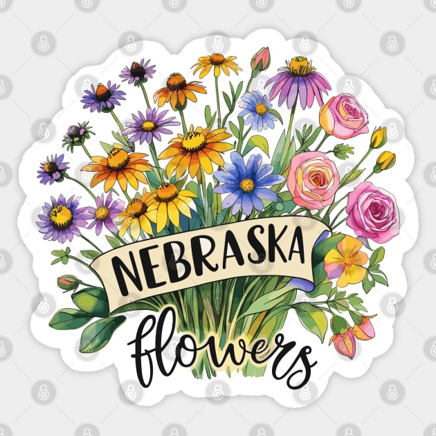 Nebraska Flowers - Nebraska Blooming Sticker by JessArty